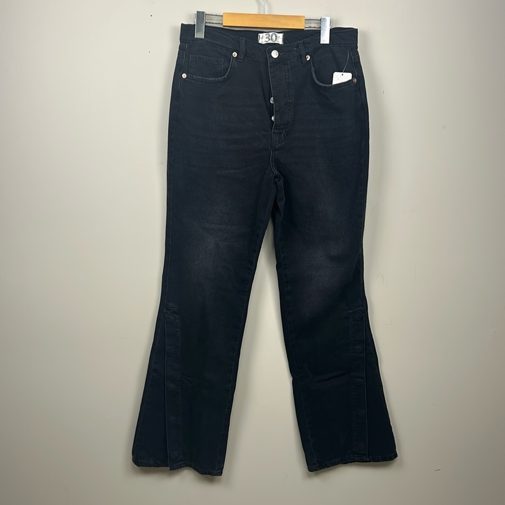 🎀NEW FREE PEOPLE we the free button up leg bootcut jeans black